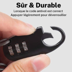 ROCKBROS Câble Antivol Casque Vélo Avec Code à 3 Chiffres Antivol Cadenas Pliable 90 Cm -Vélo Boutique cable antivol casque velo avec code a 3 chiffres antivol cadenas pliable 90 cm 2