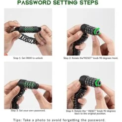 ROCKBROS Câble Antivol Casque Vélo Cadenas à Combinaison à 4 Chiffres Noir 1,5m -Vélo Boutique cable antivol casque velo cadenas a combinaison a 4 chiffres noir 15m 2