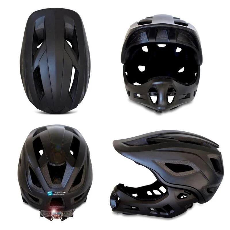 Crazy Safety Casque De Vélo Intégral Pour Enfants | Noir | Lumière Arrière | Certifié EN1078 2 Crazy Safety Casque De Vélo Intégral Pour Enfants | Noir | Lumière Arrière | Certifié EN1078 – Image 2