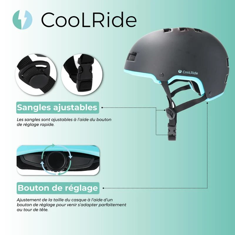 Casque Vélo Adulte 54-58 Cm Multisport Noir/Bleu 2 Casque Vélo Adulte 54-58 Cm Multisport Noir/Bleu – Image 2