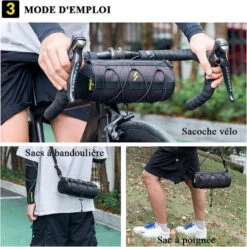 ROCKBROS Sacoche De Vélo/VTT/VTC Cadre Sac De Guidon Vélo 2,4L Sac à Bandoulière Noir -Vélo Boutique sacoche de velovttvtc cadre sac de guidon velo 24l sac a bandouliere noir 5