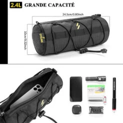 ROCKBROS Sacoche De Vélo/VTT/VTC Cadre Sac De Guidon Vélo 2,4L Sac à Bandoulière Noir -Vélo Boutique sacoche de velovttvtc cadre sac de guidon velo 24l sac a bandouliere noir 6