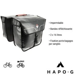 Sacoche Vélo Porte Bagage étanche 32L Noir - Vélo électrique, VTT, VTC - HAPO-G -Vélo Boutique sacoche velo porte bagage etanche 32l noir velo electrique vtt vtc hapo g 6