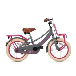 Vélo Enfant SuperSuper Lola - Filles - 16 Pouces - Gris / Rose