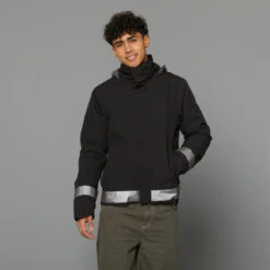 BTWIN VESTE PLUIE CHAUDE VELO VILLE VISIBILITE NUIT 540 HOMME NOIR