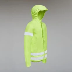 BTWIN VESTE VÉLO 500 ENFANT PLUIE JAUNE HAUTE VISIBILITÉ -Vélo Boutique veste velo 500 enfant pluie jaune haute visibilite 3